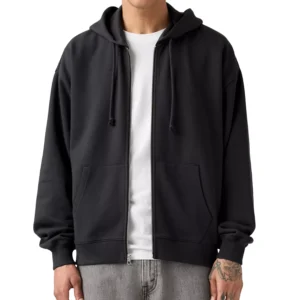 Men's Relaxed Fit Cropped Full-Zip Hoodie