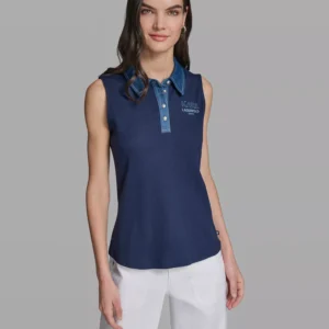 Women's Sleeveless Collared Polo Tank Top