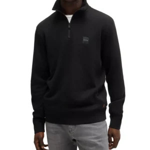 Men's Cotton Terry Logo Patch Zip-Neck Sweatshirt