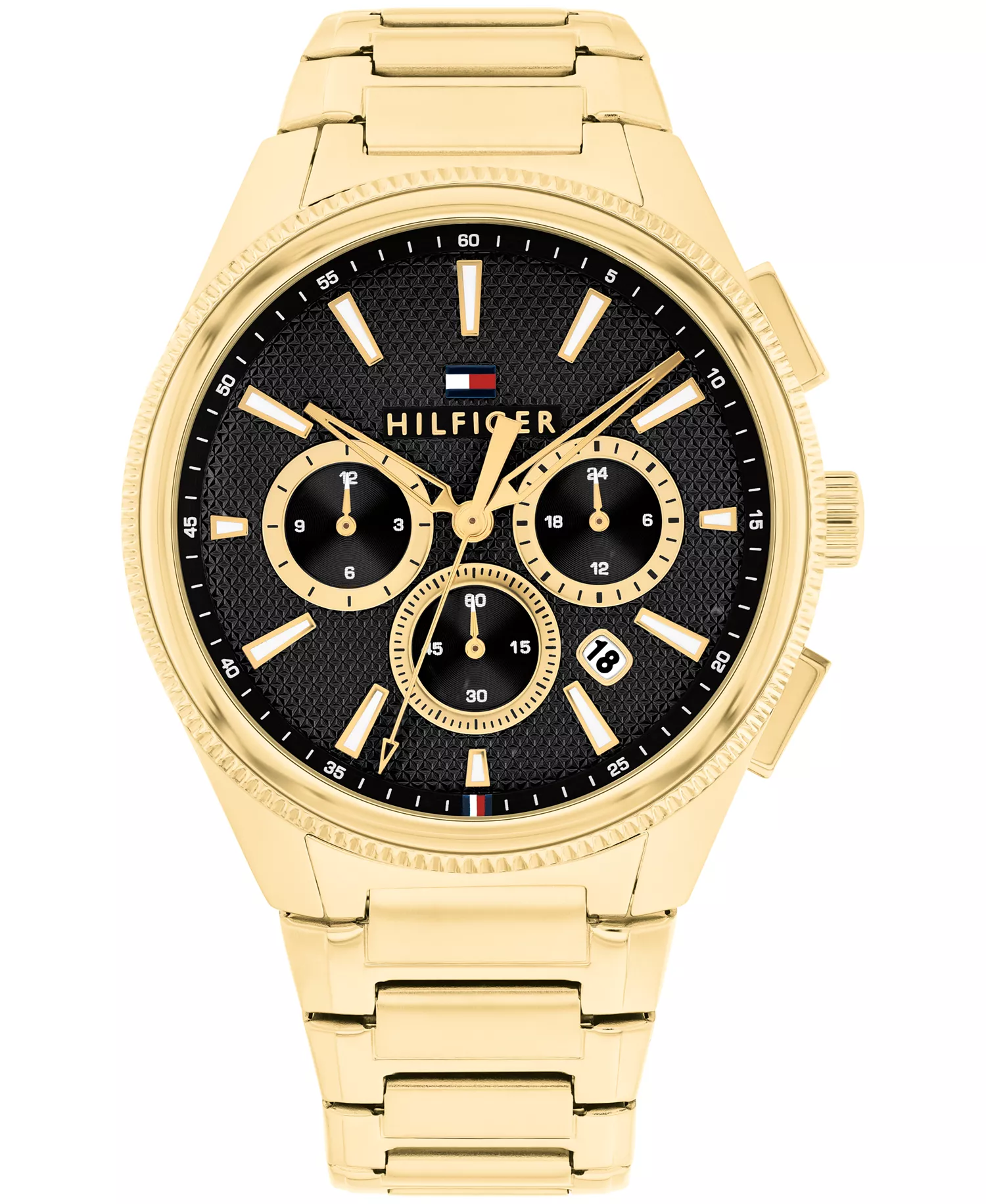mni-5b1c08ff5989337bee7232cb0bb25139 Men's Multifunction Gold Tone Stainless Steel Bracelet Watch, 43mm