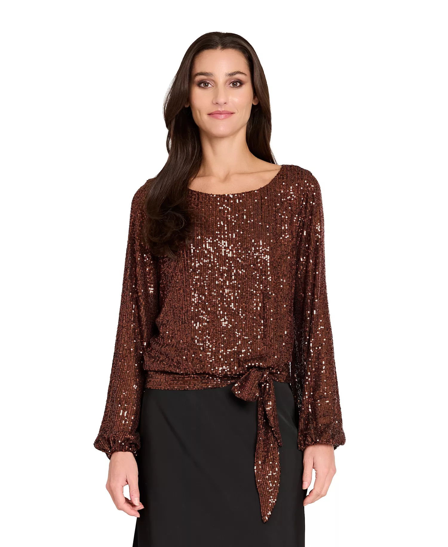 mni-5b4338ed06aeaa53c620f5e47e69ac46 Women's Long Sleeve Sequin Top