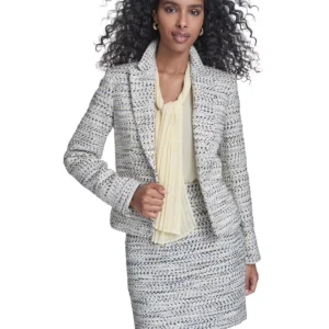 Petite Cropped Tweed Blazer