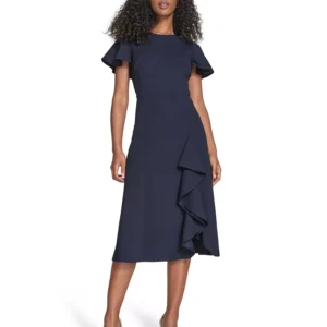 Women's Flutter Sleeve Midi Dress