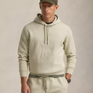 Men's Leather-Pony Double-Knit Hoodie