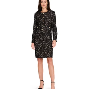 Women's Collarless Bonded Lace Jacket