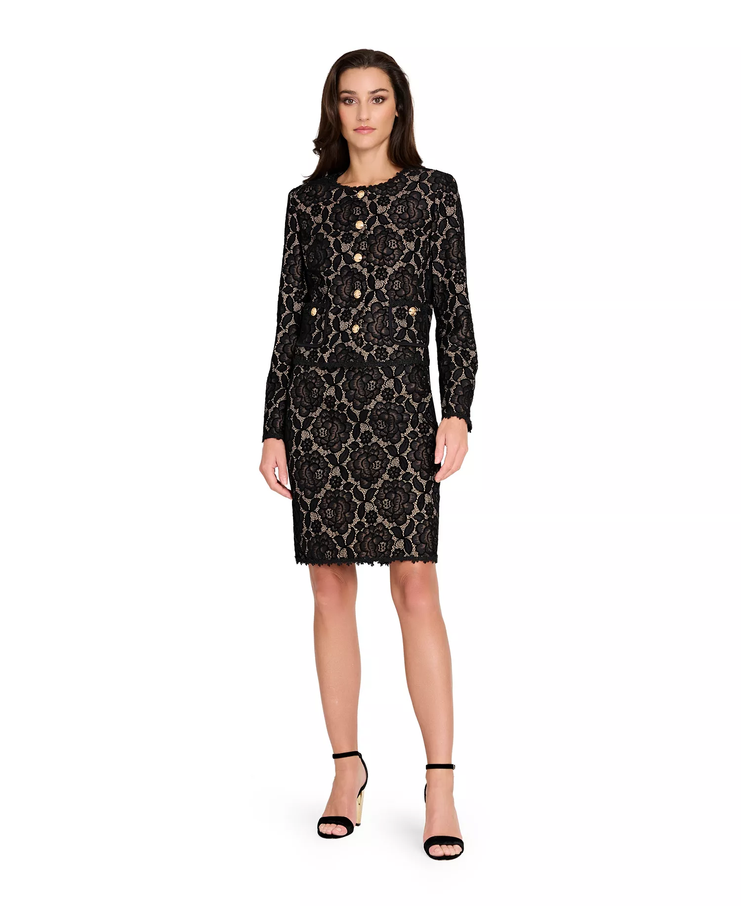 mni-5e3c6b0ef14a58f931f95f4f268d6ee3 Women's Collarless Bonded Lace Jacket
