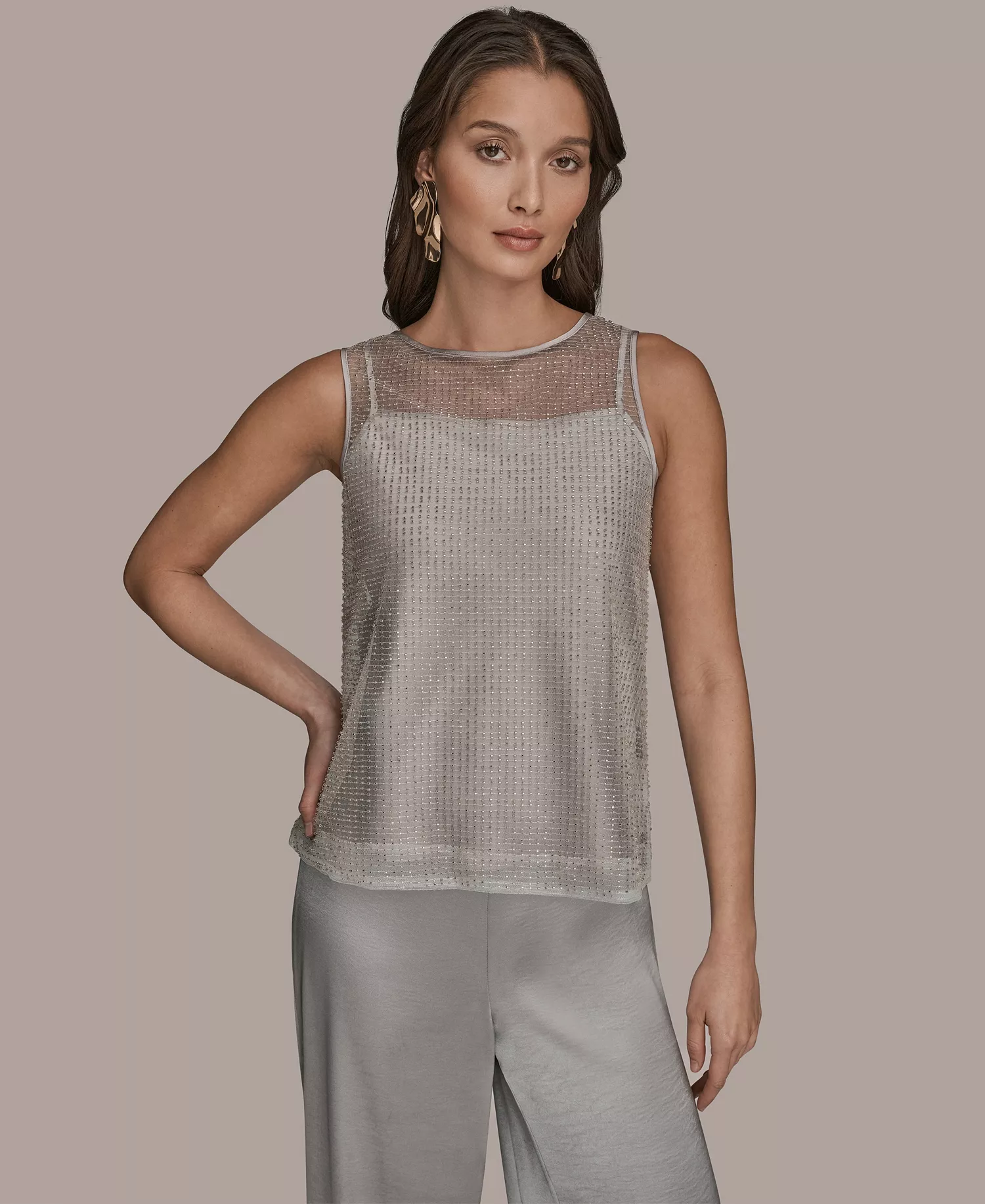 mni-5fb96d9756a29823fb87d5ac906d3970 Women's Sleeveless Beaded Top