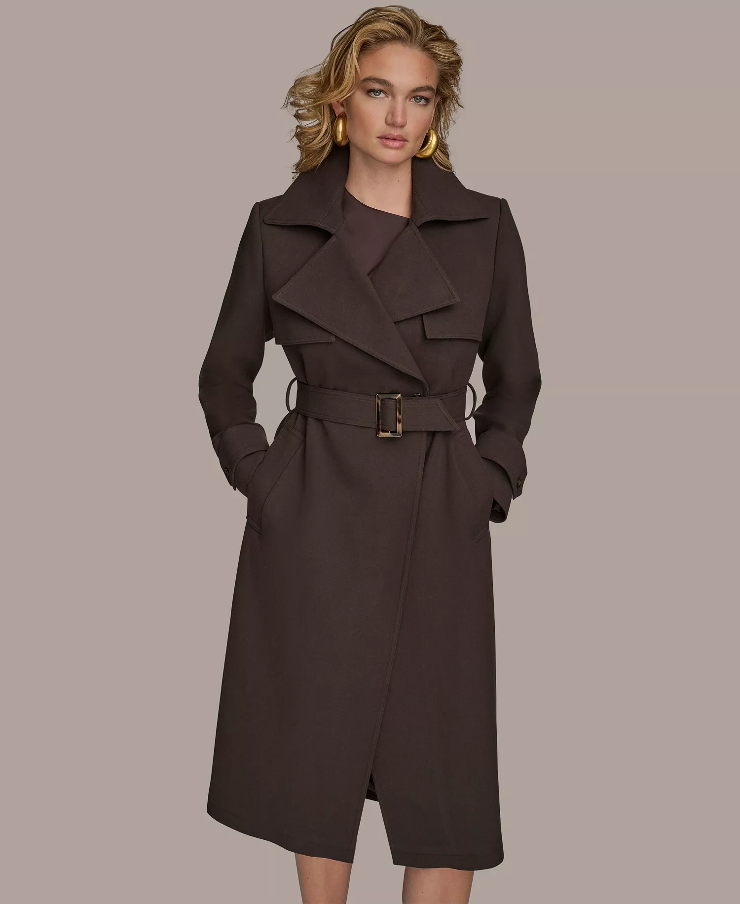 mni-614e60b5d4f358397a6b89d31a795c0c Women's Belted Notched-Collar Trench Coat — изображение 4