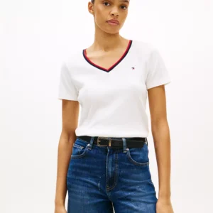 Women's Stripe Slim V-Neck Short-Sleeve T-Shirt