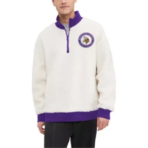 Men's Cream Minnesota Vikings Jordan Sherpa Quarter-Zip Sweatshirt
