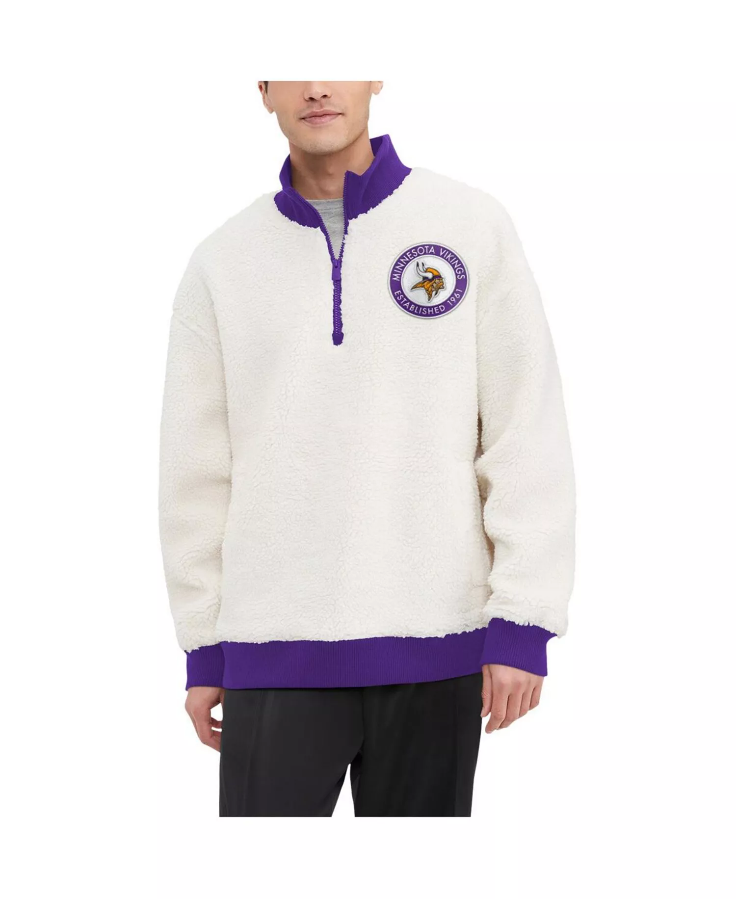 mni-6230a31e7d045cc5fd0e06cd26f33b11 Men's Cream Minnesota Vikings Jordan Sherpa Quarter-Zip Sweatshirt