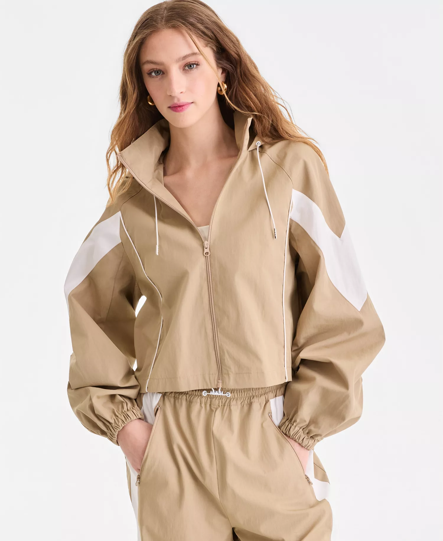 mni-6333c019ac1d088555cffa2c58388845 Women's Nylon Hooded Track Jacket, Macy's Exclusive