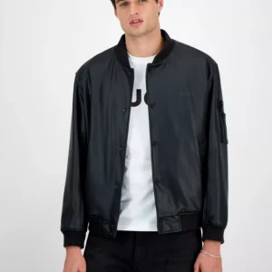 Men's Balamo Faux Leather Bomber Jacket