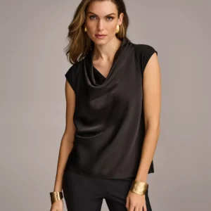 Women's Cowl-Neck Cap-Sleeve Top