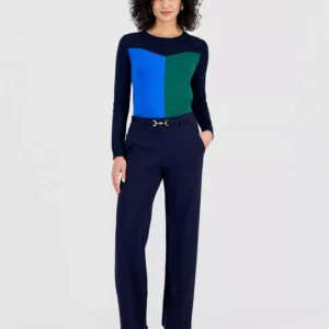Women's Buckle-Belt Wide-Leg Ankle Pants