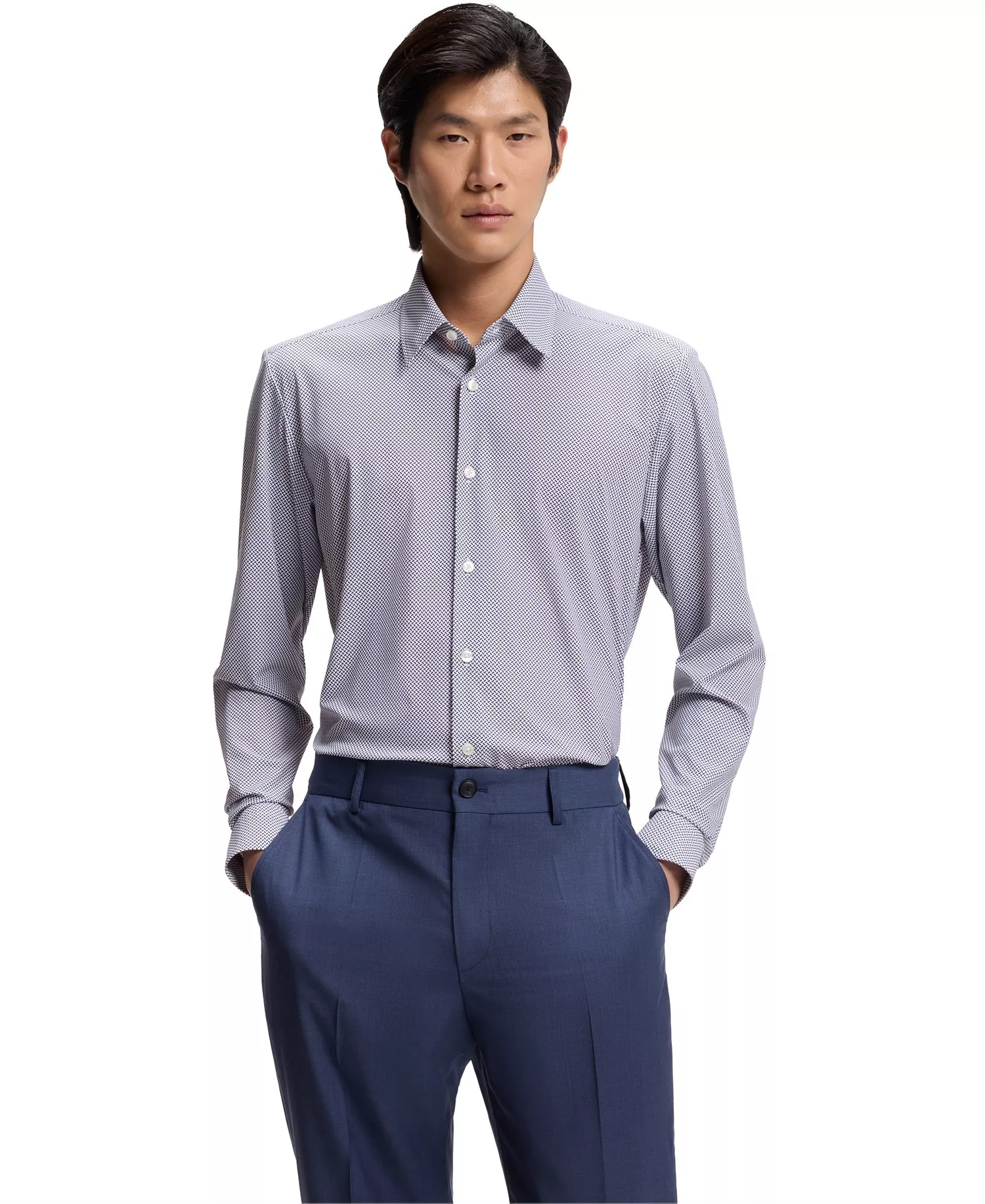 mni-643c8495db1af80f13e7c5fdd3a1577c Men's Printed Performance-Stretch Regular-Fit Dress Shirt