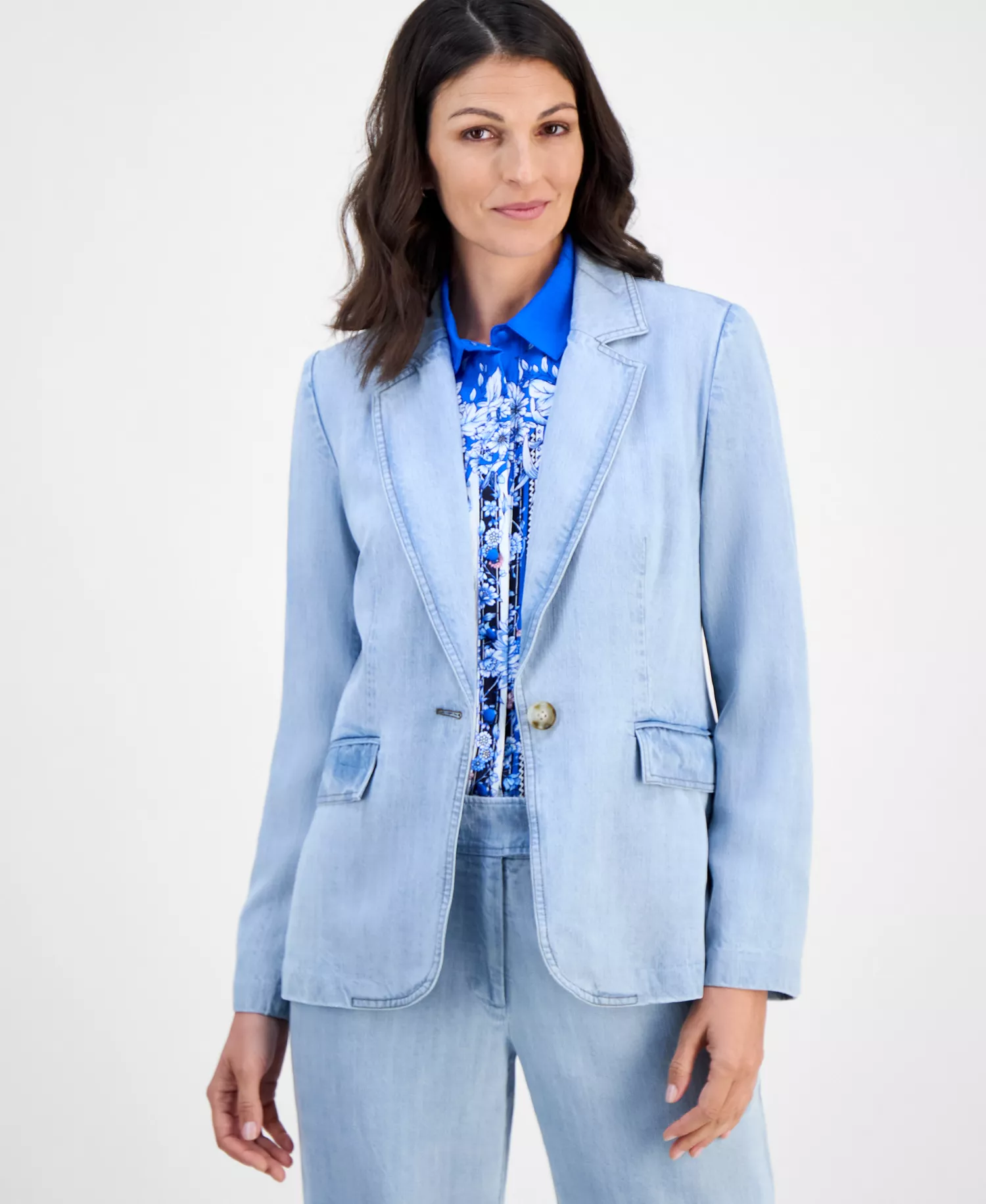 mni-64c583a82756aca91a0fa9fec7e98d29 Women's Notch-Collar One-Button Jacket
