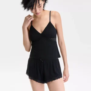 Women's Knit Lace-Trim Short Pajama Set, Exclusively at Macy's