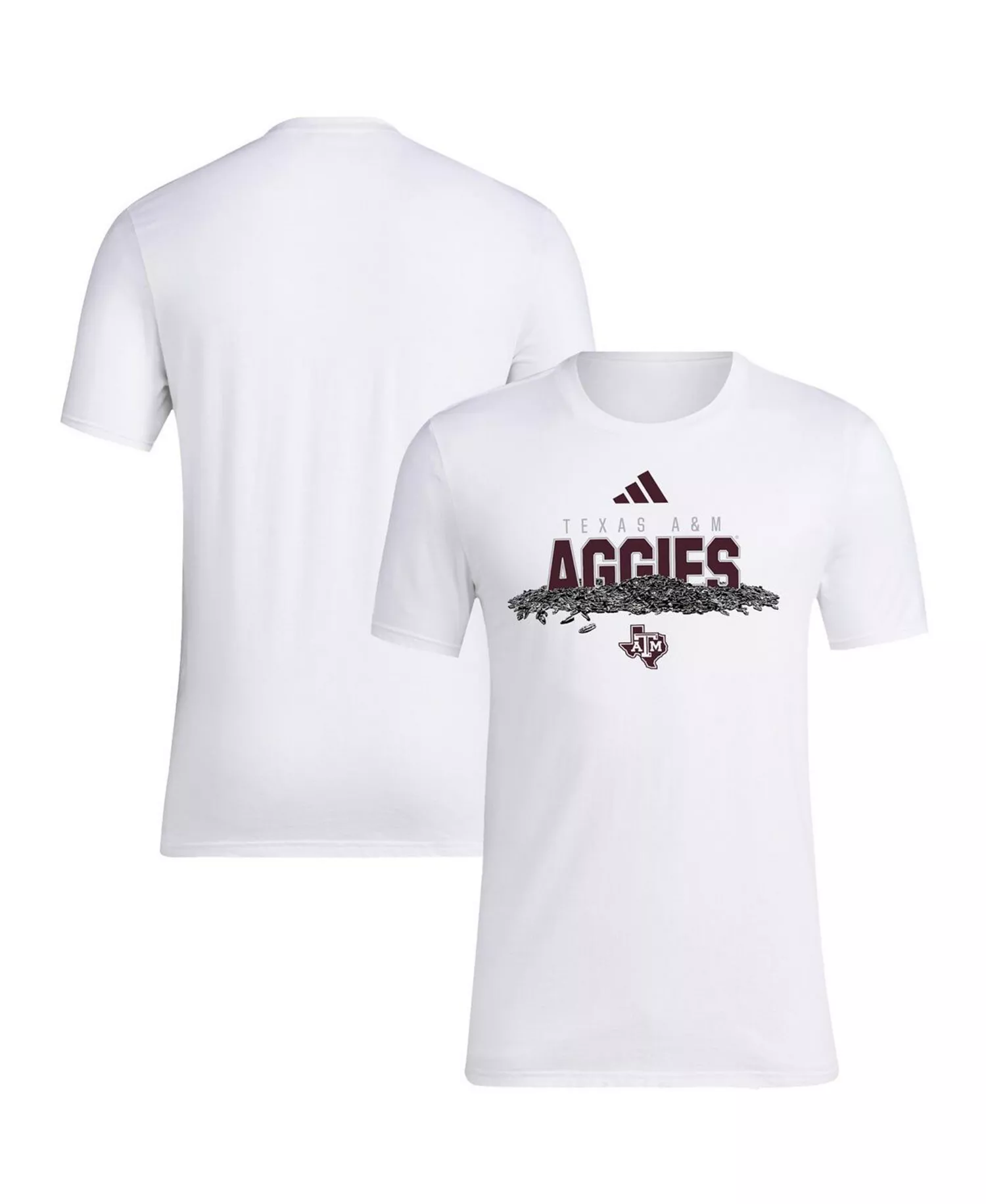 mni-65619dc7760b46caa435a67152eafc32 Men's White Texas A M Aggies Baseball Sunflower Seeds T-Shirt