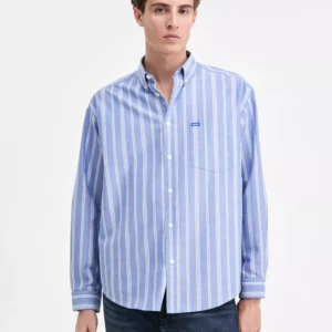 HUGO by Men's Ebill Cotton Long-Sleeve Striped Oxford Shirt