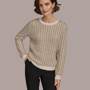 Women's Long Sleeve Two-Tone Sweater