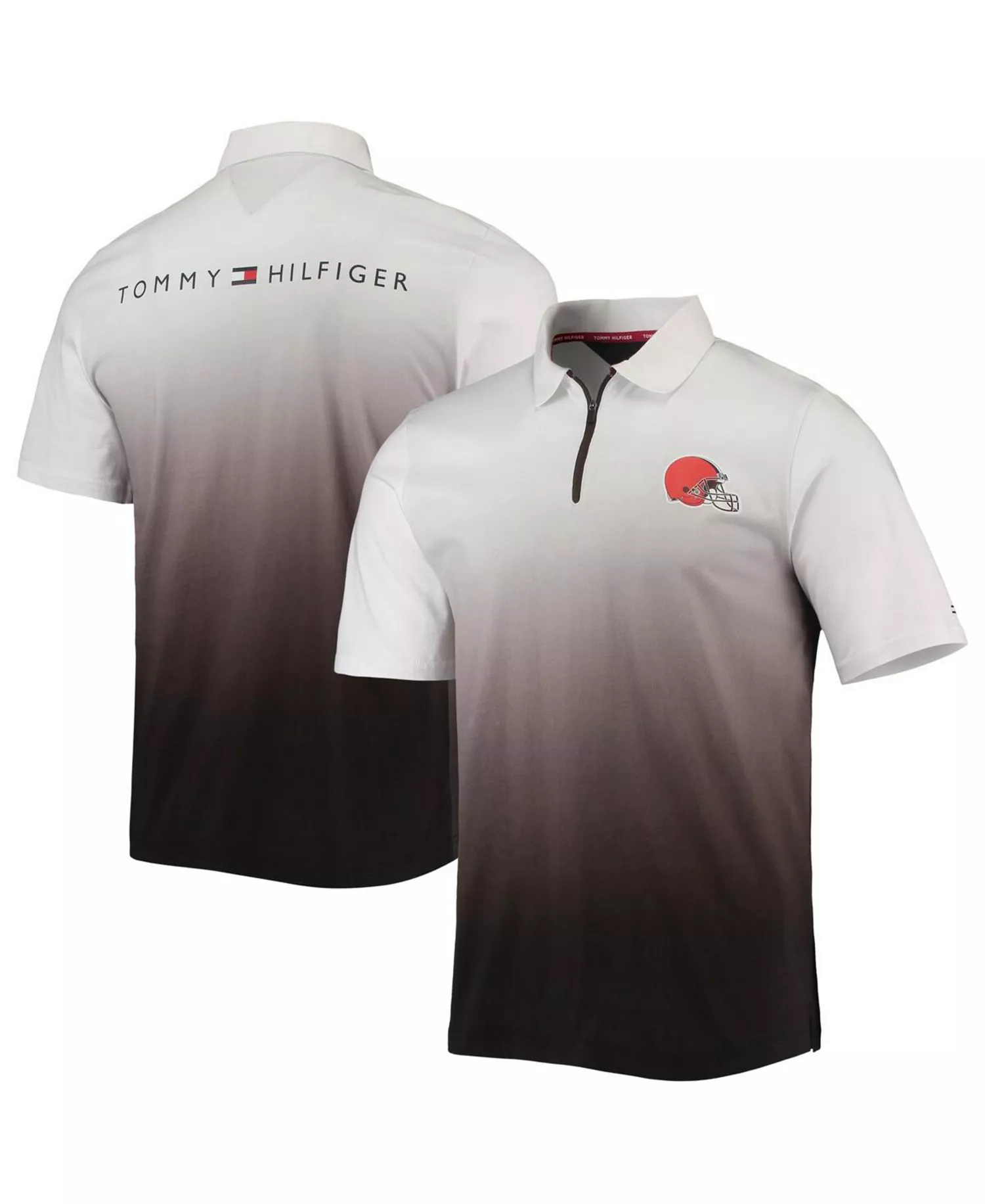 mni-6673d8077518311c9b9655db710459ca Men's White, Brown Cleveland Browns Rory Quarter-Zip Polo Shirt