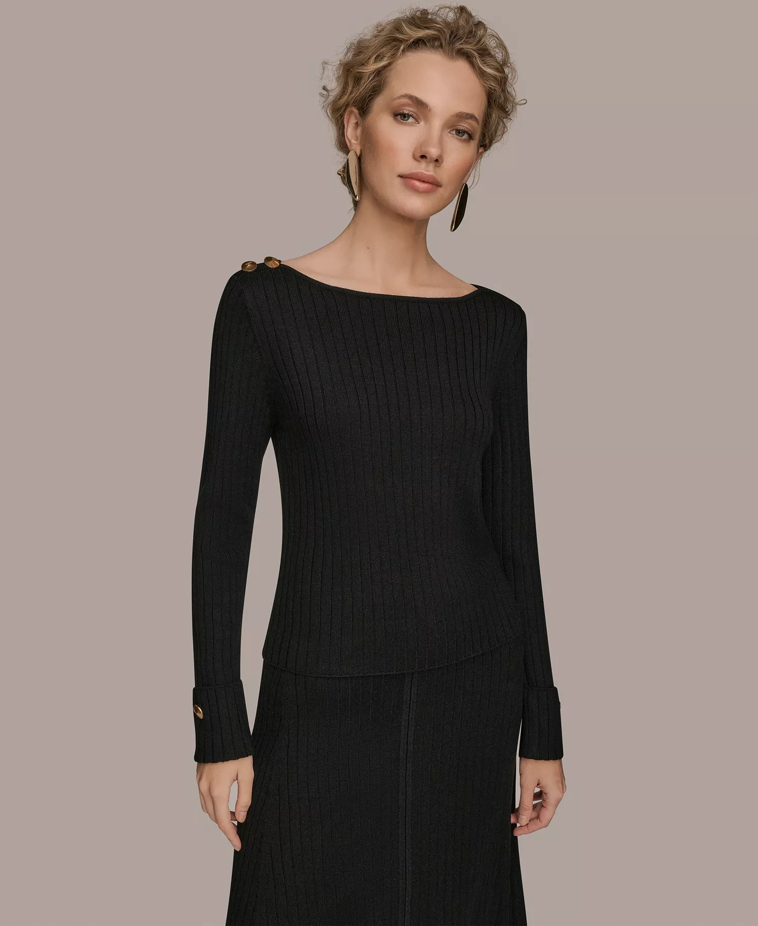 mni-68d09f26a7cc9d1d9dd2893cc6f07d28 Women's Long-Sleeve Button Detail Sweater