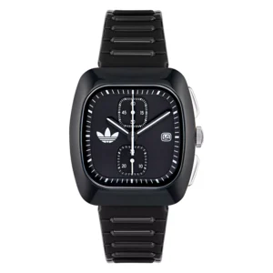 Unisex Chronograph Black Polyurethane Watch, 39mm
