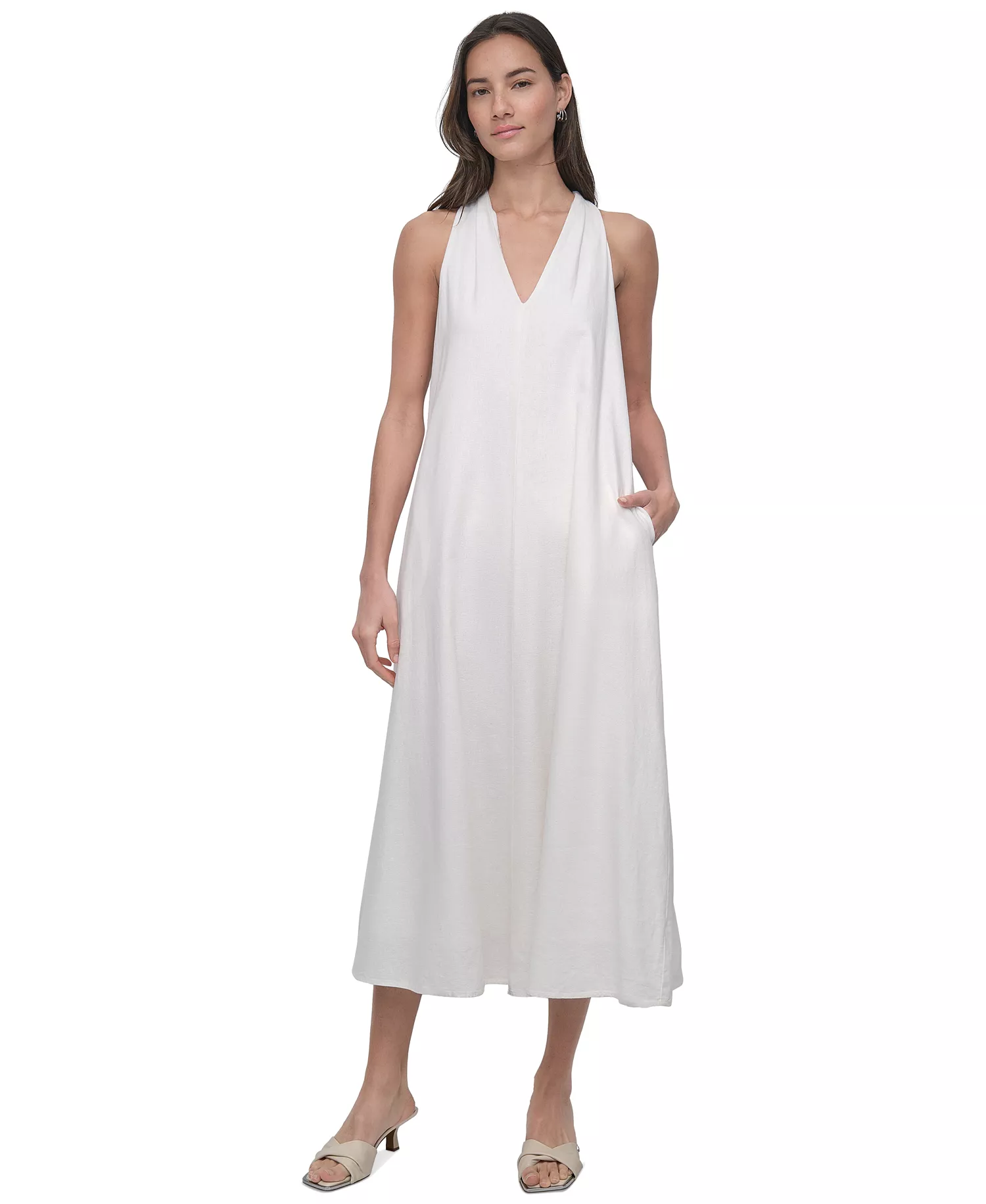 mni-69f4e13e7e0acbcb7fc5b6260ab3eefa Women's V-Neck Racerback Swing Dress — изображение 3