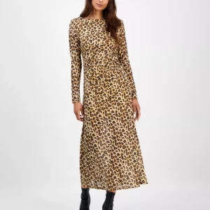 Women's Leopard-Print Mesh Low-Back Midi Dress, Macy's Exclusive