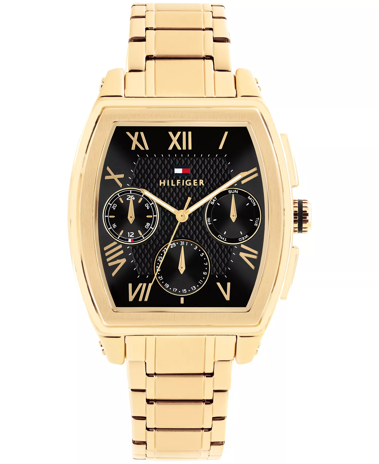mni-6a5464cfc9663407cbd2acfd5578dbb3 Men's Multifunction Gold Tone Stainless Steel Bracelet Watch, 36mm