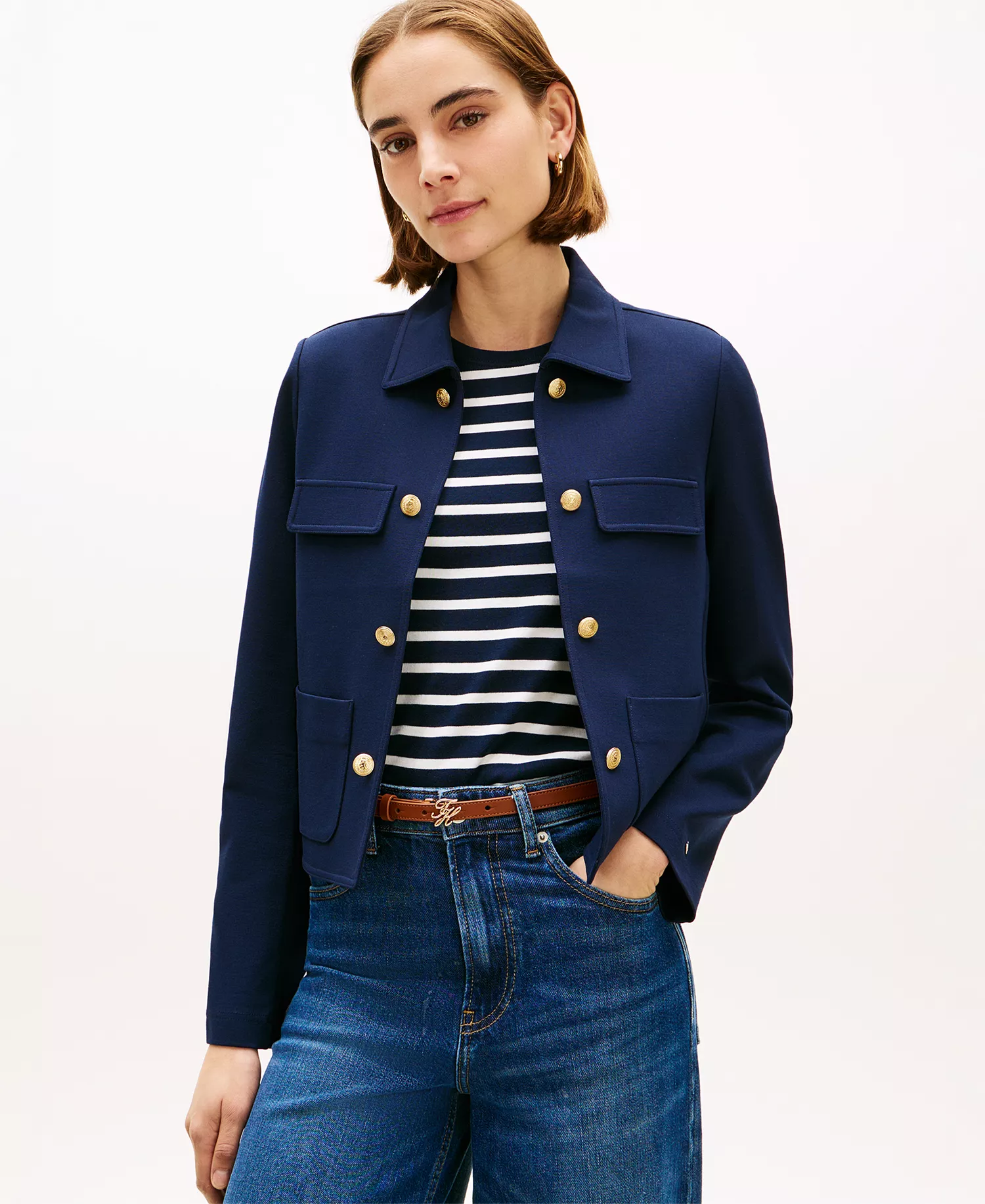 mni-6ac0361ca90e6486629215b73aa8e66d Women's Ponte Novelty Band Collar Jacket — изображение 4