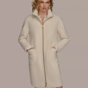 Women's Zip Front High Collared Coat