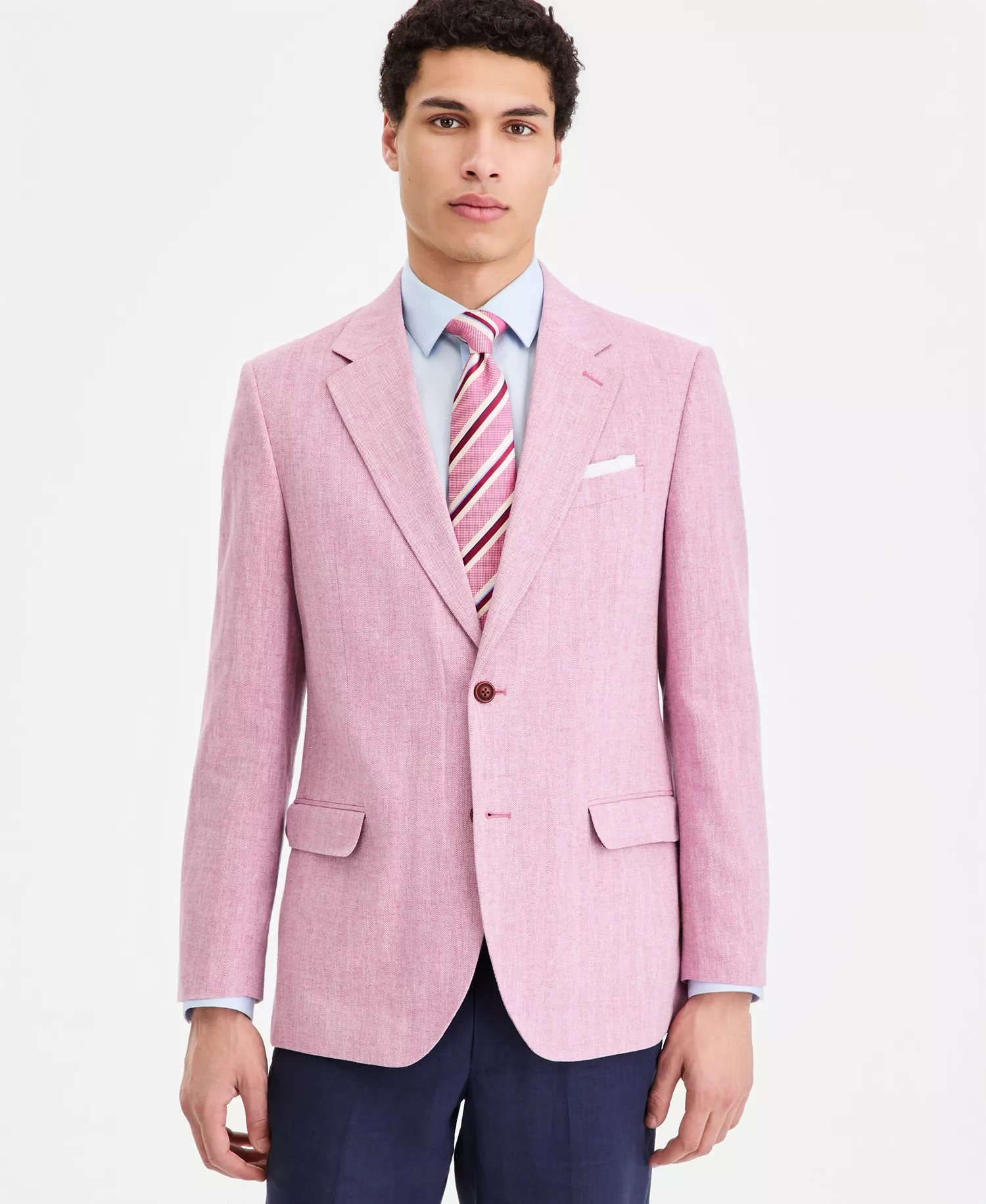 mni-6c249b360e0cc92f9f22f58576807243 Men's Modern-Fit Herringbone Cotton & Linen Blazer — изображение 4