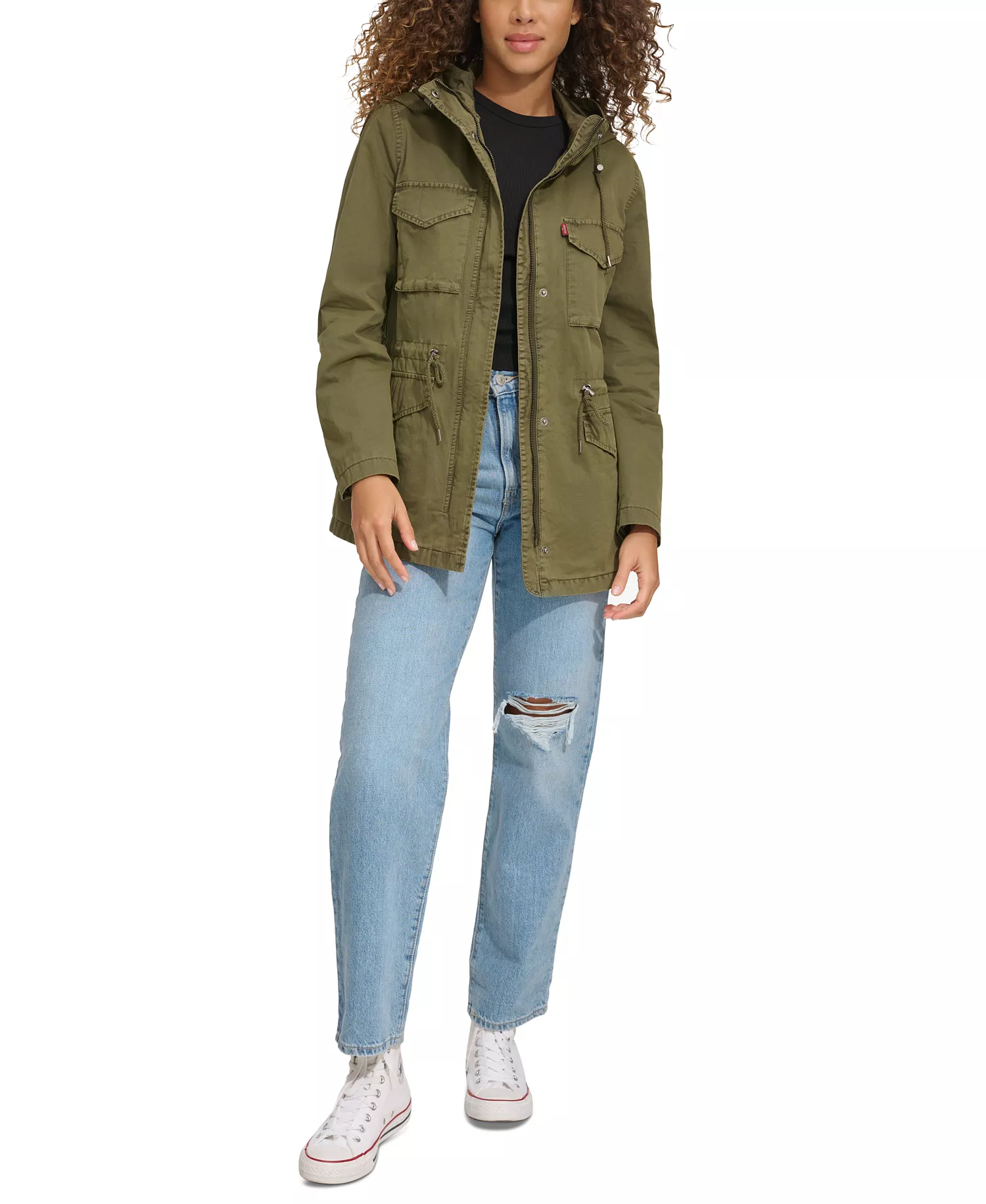 mni-6c342ac23a5ca9bf9ec6329fa922245a Women's Lightweight Washed Cotton Military Jacket — изображение 3