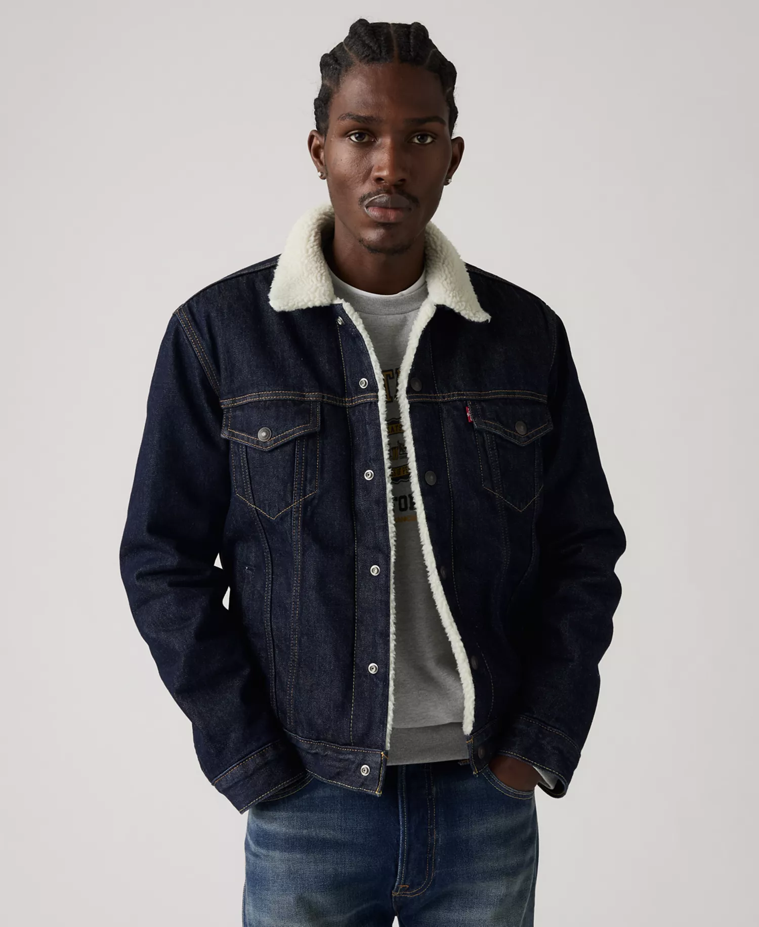 mni-6c86d156de8f45e037d121379b696e77 Men's Regular Fit Sherpa Denim Trucker Jacket — изображение 4