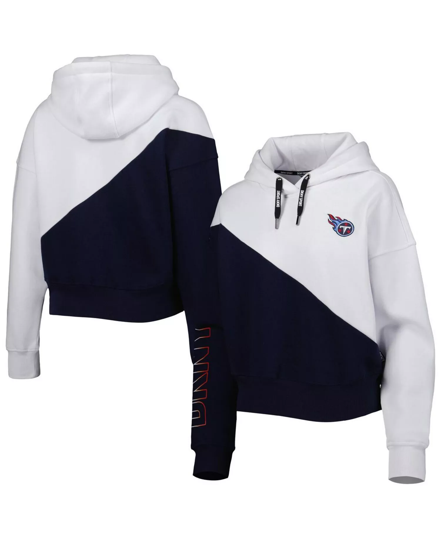 mni-6c8c43cb762541284b97b8a02ff160e0 Women's White, Navy Tennessee Titans Bobbi Color Blocked Pullover Hoodie