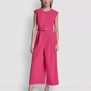 Women's Cap-Sleeve Jewel Neck Cropped Jumpsuit