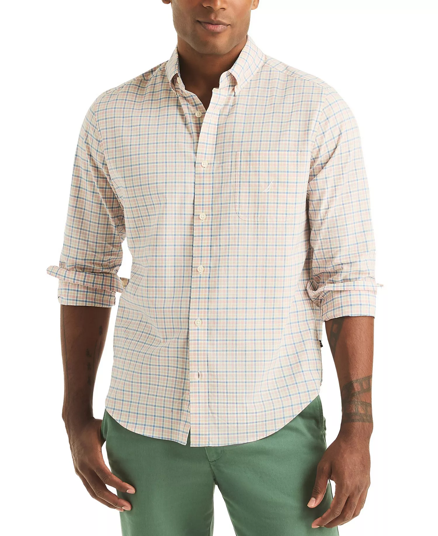 mni-6d20d6d513e9ee2c4739f016a0a0a4af Men's Plaid Long-Sleeve Plaid Shirt — изображение 3
