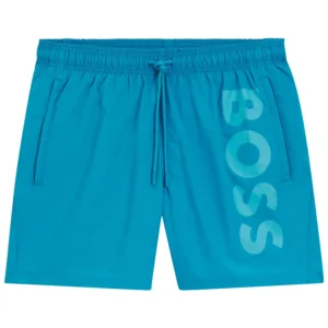 Men's Vertical Logo Print Swim Shorts
