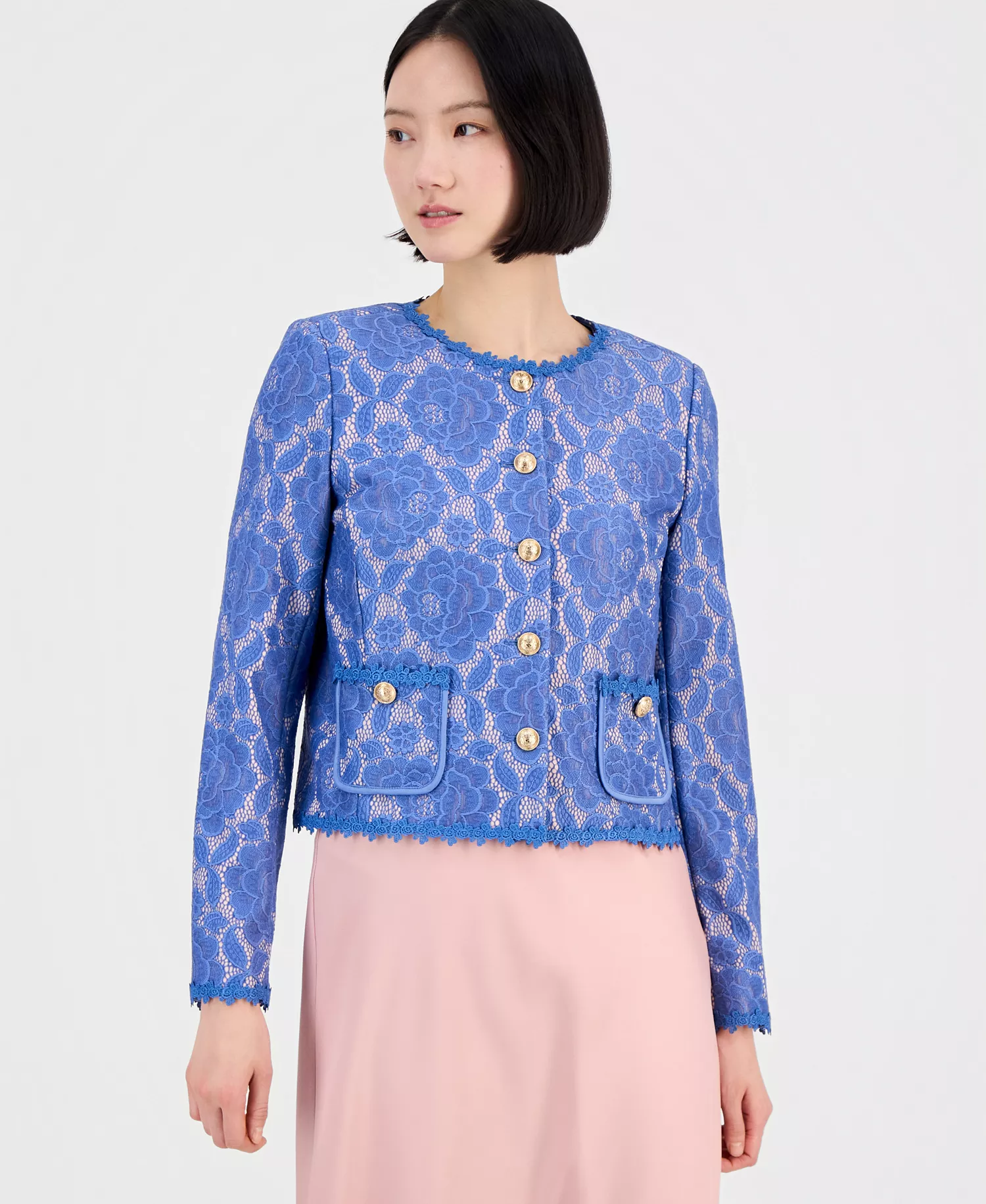 mni-701bc0978df0ba9d6fd1df395f679c0d Women's Collarless Bonded Lace Jacket — изображение 3
