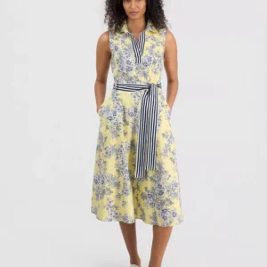 Women's Toile Floral-Print Sleeveless A-Line Dress