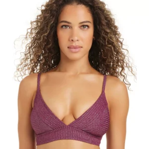 Women's Rib & Shine Over-The-Shoulder Swimsuit Bikini Top and V-Waist High-Leg Swim Bottoms, Macy's Exclusive