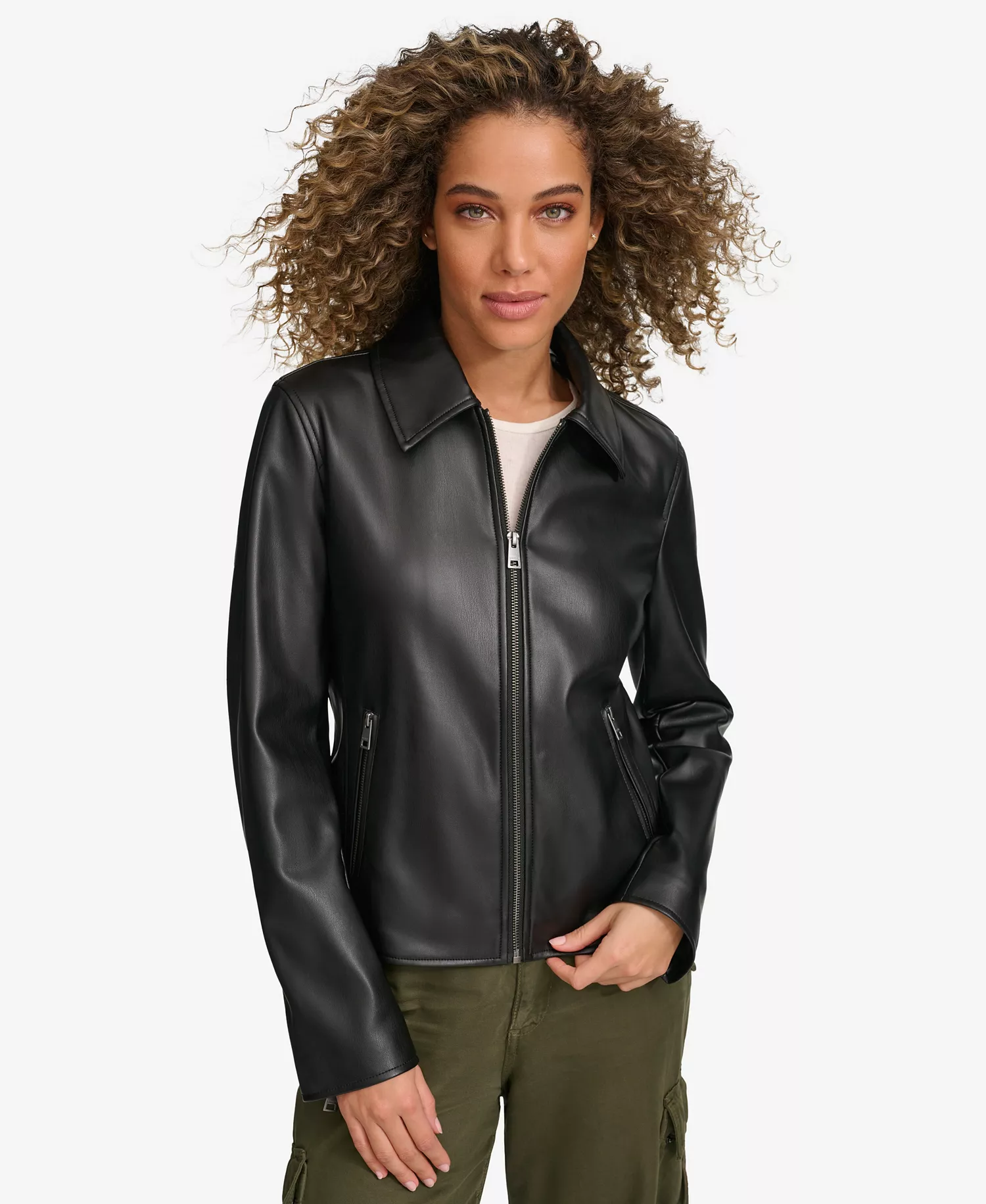 mni-725e6db6df707a044c86b93f832d7def Women's Faux Leather Laydown Collar Jacket