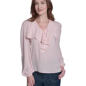 Women's Striped Ruffle Blouse