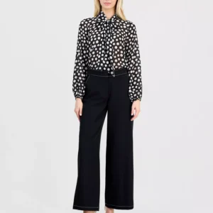 Women's Topstitch-Trim Wide-Leg Pants