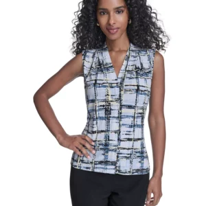 Women's Printed Sleeveless V-Neck Top