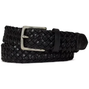 Men's Leather & Braided Cord Woven Belt