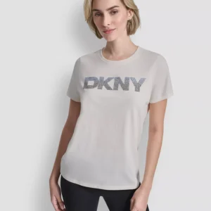 Women's Ombre Rhinestone Short-Sleeve Top