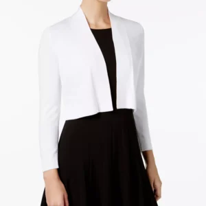 Women's Cropped Open-Front Three-Quarter Sleeve Cardigan